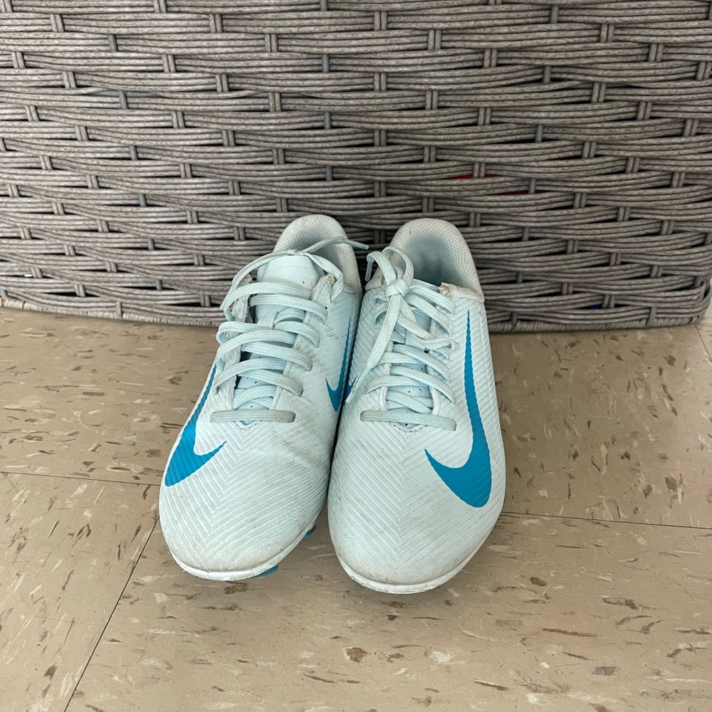 Nike White and Blue Soccer Cleats
